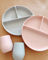 Ali & Oli Silicone Suction Divided Plate Pink